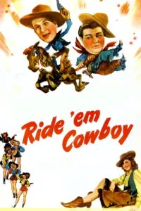 Colorized poster of Ride ‘Em Cowboy (1941) starring Bud Abbott