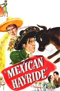 Colorized poster of Mexican Hayride (1948) starring Bud Abbott